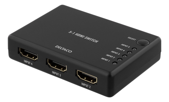 DELTACO HDMI Switch, 5 inputs to 1 output, 4K in 60Hz, 7.1, black in de groep COMPUTERS & RANDAPPARATUUR / Computerkabels / Schakelaars bij TP E-commerce Nordic AB (38-53390)