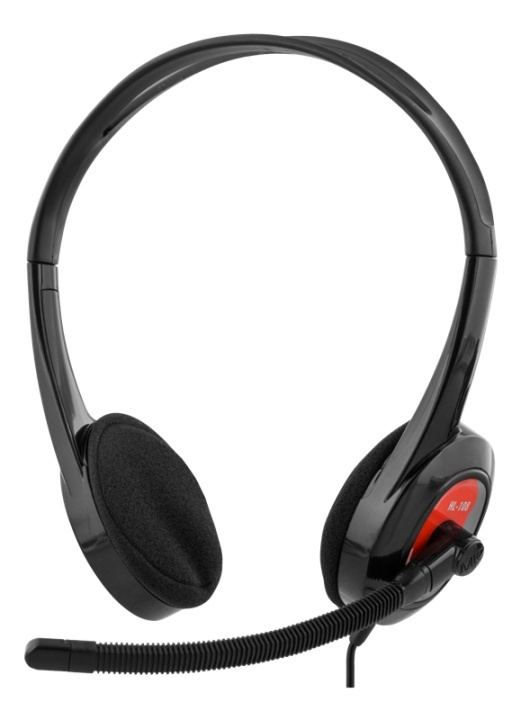 DELTACO Stereo Headset, on-ear, 1x3,5mm 4-pin, 1,8m, black/red in de groep COMPUTERS & RANDAPPARATUUR / Computeraccessoires / Koptelefoon bij TP E-commerce Nordic AB (38-53393)