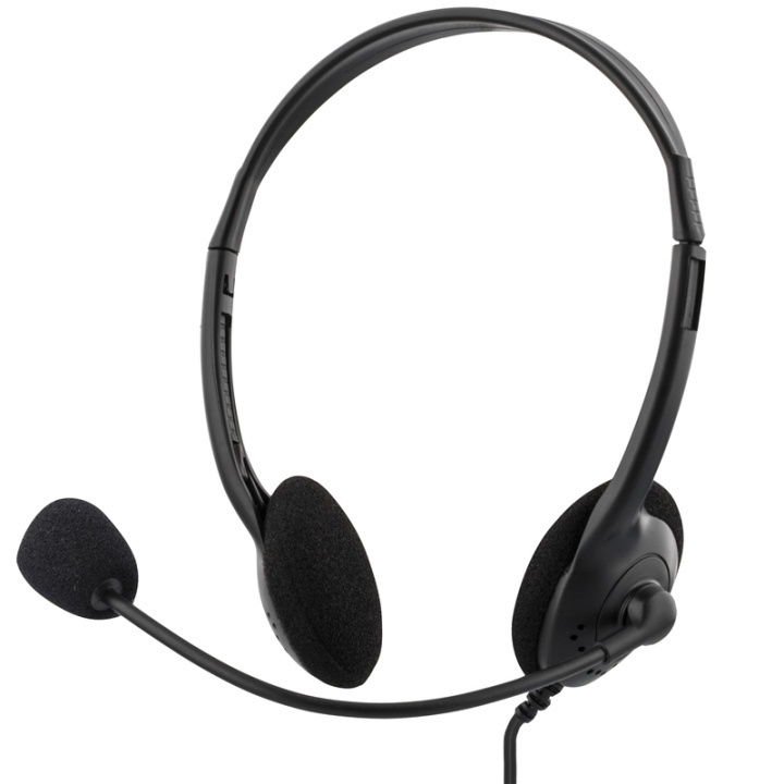 DELTACO Stereo Headset, microphone and volume control, 2x 3,5mm, black in de groep COMPUTERS & RANDAPPARATUUR / Computeraccessoires / Koptelefoon bij TP E-commerce Nordic AB (38-53394)