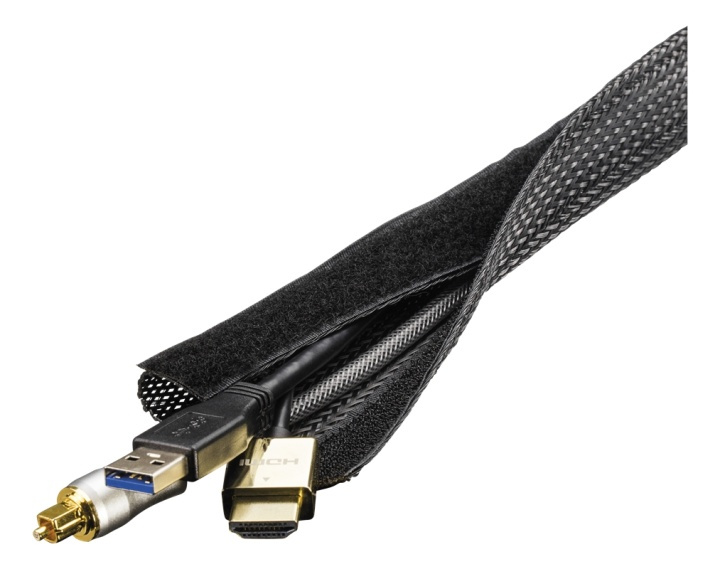 DELTACO Nylon kabelsorteersok, klittenband, 1,8m, zwart in de groep HOME ELECTRONICS / Kabels & Adapters / Kabelbeheer bij TP E-commerce Nordic AB (38-53420)