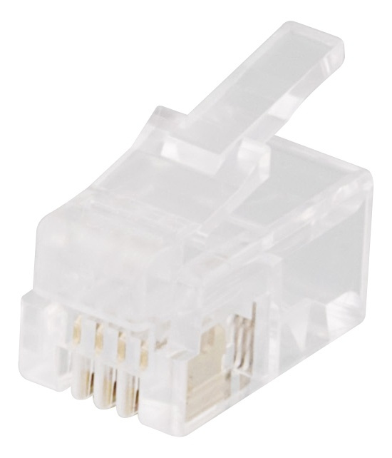 DELTACO Modular connector RJ9/RJ10/RJ22 4P4C, 20-pack, transparent in de groep COMPUTERS & RANDAPPARATUUR / Computerkabels / Netwerkkabels / Adapters & Geleiderverbindingen bij TP E-commerce Nordic AB (38-53452)