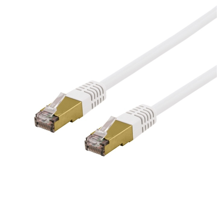 DELTACO S/FTP Cat6a patch cable, 0,3m, 500MHz, Delta-cert, white in de groep COMPUTERS & RANDAPPARATUUR / Computerkabels / Netwerkkabels / Cat6 bij TP E-commerce Nordic AB (38-53517)