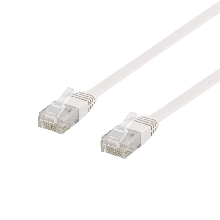 DELTACO U/UTP Cat6 patch cable, flat, 0.3m, 250MHz, white in de groep COMPUTERS & RANDAPPARATUUR / Computerkabels / Netwerkkabels / Cat6 bij TP E-commerce Nordic AB (38-53597)