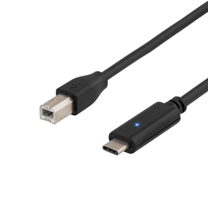 DELTACO USB 2.0 cable, Type C M - Type B M, 1m, black in de groep SMARTPHONE & TABLETS / Opladers & Kabels / Kabels / Kabels Type C bij TP E-commerce Nordic AB (38-53653)