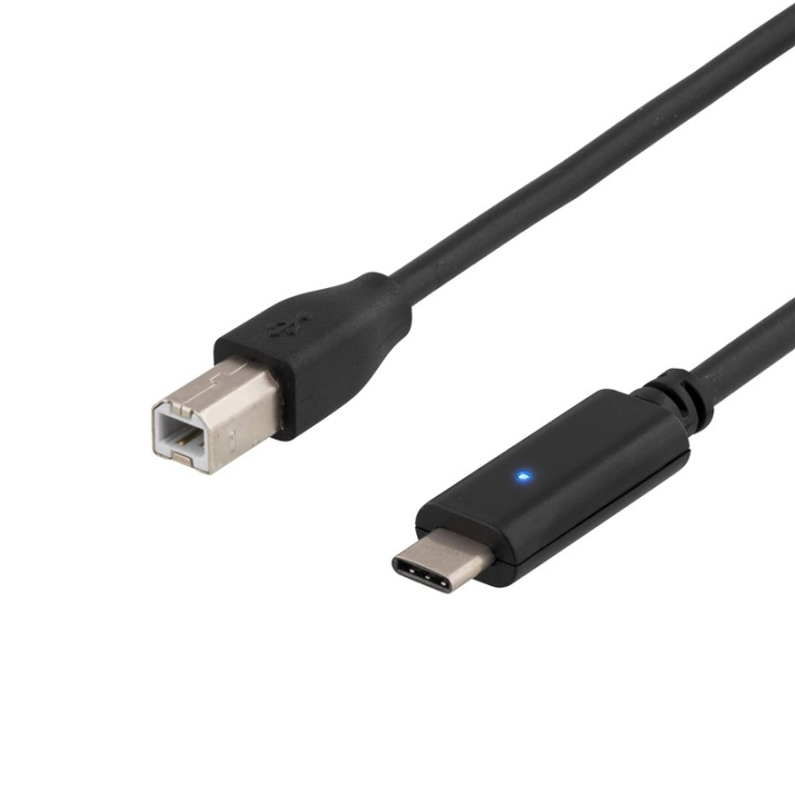 DELTACO USB 2.0 cable, Type C M - Type B M, 1m, black in de groep COMPUTERS & RANDAPPARATUUR / Computerkabels / USB / Mini-USB / Kabels bij TP E-commerce Nordic AB (38-53653)