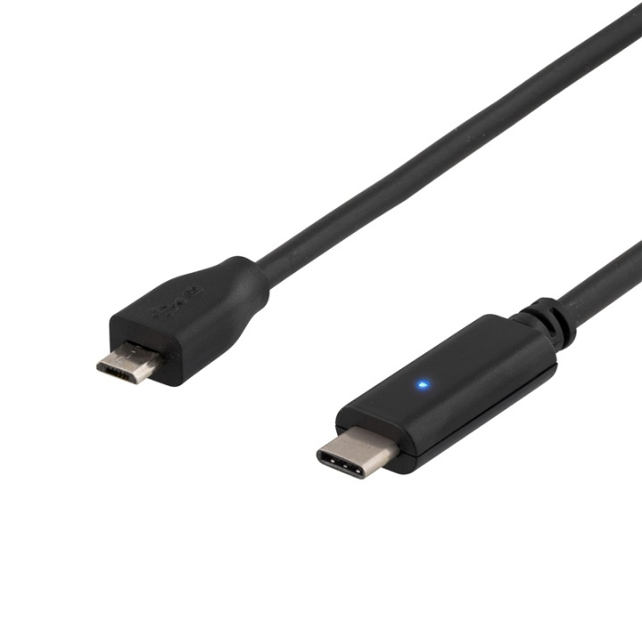 DELTACO USB 2.0 cable, Type C M - Type MIcro B M, 0.5m, black in de groep COMPUTERS & RANDAPPARATUUR / Computerkabels / USB / Micro-USB / Kabels bij TP E-commerce Nordic AB (38-53662)