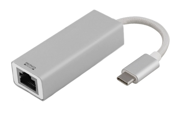 DELTACO PRIME USB C Network Adapter, Gigabit, RJ45,aluminum, silver in de groep COMPUTERS & RANDAPPARATUUR / Netwerk / Netwerkkaarten / USB bij TP E-commerce Nordic AB (38-53715)