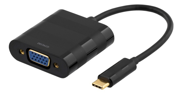 DELTACO USB 3.1 to VGA adapter, Type C ma - VGA fe, 1080p, bag, black in de groep COMPUTERS & RANDAPPARATUUR / Computerkabels / VGA / Adapters bij TP E-commerce Nordic AB (38-53722)