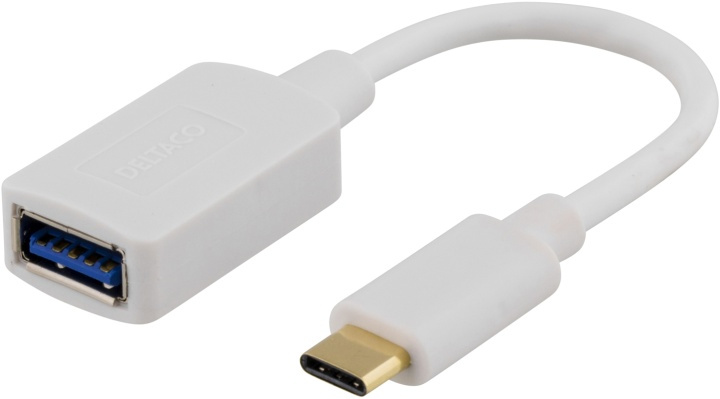 DELTACO USB-adapter, USB 3.1 type C male - type A female, Gen 1, white in de groep COMPUTERS & RANDAPPARATUUR / Computerkabels / USB / USB-A / Adapters bij TP E-commerce Nordic AB (38-53735)
