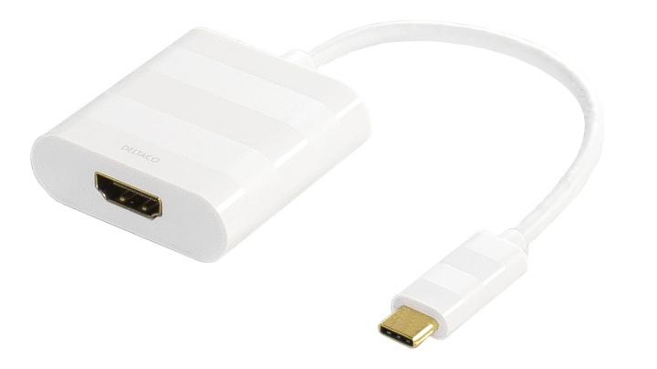 DELTACO USB-C to HDMI adapter, Type C ma - HDMI fe, 4K, UHD, white in de groep HOME ELECTRONICS / Kabels & Adapters / HDMI / Adapters bij TP E-commerce Nordic AB (38-53776)