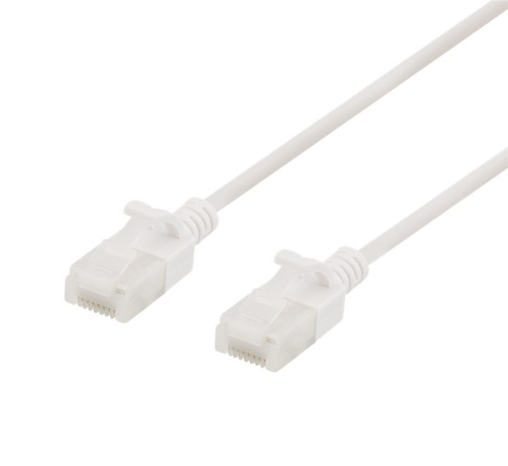 DELTACO U/UTP Cat6a patch cable, slim, 3,5mm diameter, 0,3m, white in de groep COMPUTERS & RANDAPPARATUUR / Computerkabels / Netwerkkabels / Cat6 bij TP E-commerce Nordic AB (38-53785)