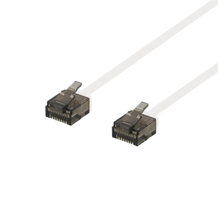 DELTACO U/UTP Cat6a patch cable, flat, 0.3m, 1mm thick, white in de groep COMPUTERS & RANDAPPARATUUR / Computerkabels / Netwerkkabels / Cat6 bij TP E-commerce Nordic AB (38-53792)