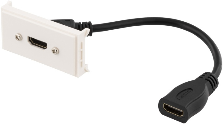 DELTACO Uttagspanel, 1xHDMI, 20 cm, vit in de groep HOME ELECTRONICS / Kabels & Adapters / HDMI / Adapters bij TP E-commerce Nordic AB (38-53805)