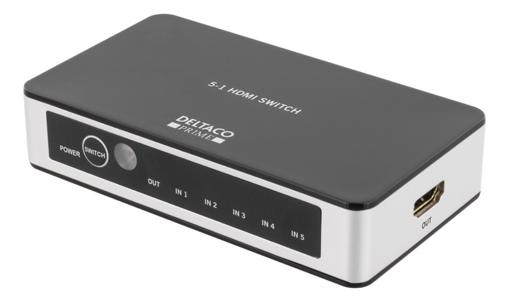 DELTACO PRIME Premium 5 Port HDMI Switch with IR Wireless Remote in de groep COMPUTERS & RANDAPPARATUUR / Computerkabels / Schakelaars bij TP E-commerce Nordic AB (38-53941)