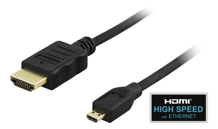 DELTACO HDMI A - Micro kabel, HDMI High Speed with Ethernet, 1m, black in de groep HOME ELECTRONICS / Kabels & Adapters / HDMI / Kabels bij TP E-commerce Nordic AB (38-5448)