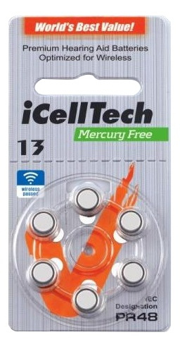 iCellTech 13 PR48 Zinc-Air, Mercury free, 1.1V, 6-pack in de groep HOME ELECTRONICS / Batterijen & Opladers / Batterijen / Gehoorbatterijen bij TP E-commerce Nordic AB (38-54524)