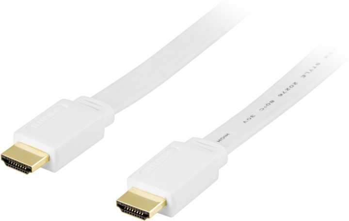 DELTACO flat HDMI cable, HDMI High Speed with Ethernet, 4K, 7m, white in de groep HOME ELECTRONICS / Kabels & Adapters / HDMI / Kabels bij TP E-commerce Nordic AB (38-5503)