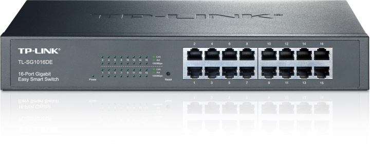 TP-LINK, nätverksswitch, 16-ports 10/100/1000Mbps, RJ45, svart in de groep COMPUTERS & RANDAPPARATUUR / Netwerk / Schakelaars bij TP E-commerce Nordic AB (38-55809)