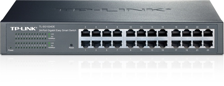 TP-LINK, nätverksswitch, 24-ports 10/100/1000Mbps, RJ45, svart in de groep COMPUTERS & RANDAPPARATUUR / Netwerk / Schakelaars / 10/100/1000Mbps bij TP E-commerce Nordic AB (38-55810)