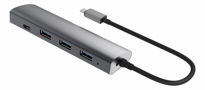 WINSTAR 4-poorts USB-hub, Type C, Type A, aluminium in de groep COMPUTERS & RANDAPPARATUUR / Computeraccessoires / USB-hubs bij TP E-commerce Nordic AB (38-55983)