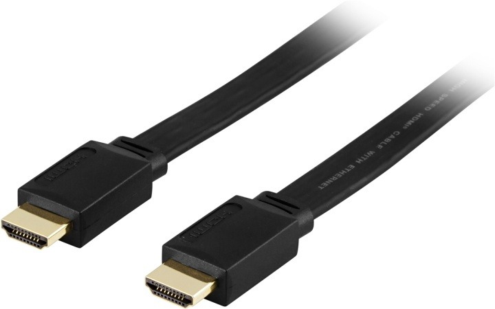 DELTACO flat HDMI cable, HDMI High Speed with Ethernet, 4K, 5m, black in de groep HOME ELECTRONICS / Kabels & Adapters / HDMI / Kabels bij TP E-commerce Nordic AB (38-5649)