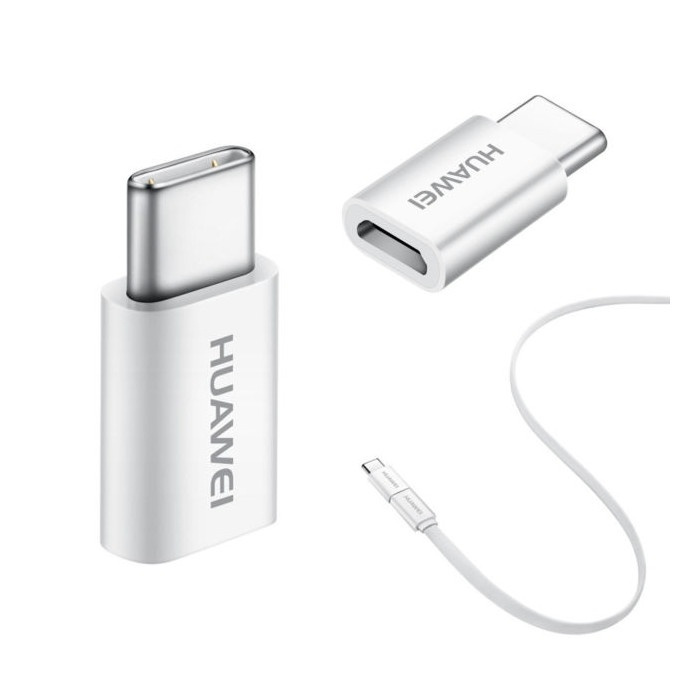 Huawei adapter microUSB till USB-C, vit/silver in de groep SMARTPHONE & TABLETS / Opladers & Kabels / Adapters bij TP E-commerce Nordic AB (38-56711)