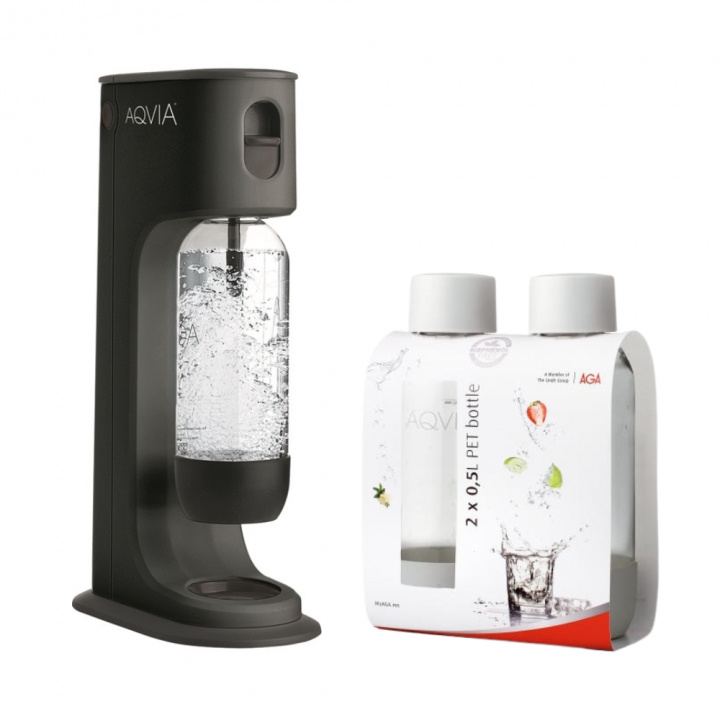 AGA Aqvia Balance (Black) + 2 x 0,5L PET-flaskor in de groep HUISHOUDEN & TUIN / Huishoudelijke apparaten / Water & Sap / Carbonatatiemachines / Carbonatatiemachines bij TP E-commerce Nordic AB (38-5877PKT)