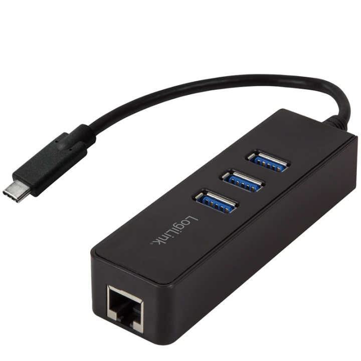 LogiLink USB-C 3-Port Hub Gigabit RJ45 (UA0283) in de groep COMPUTERS & RANDAPPARATUUR / Computeraccessoires / USB-hubs bij TP E-commerce Nordic AB (38-60478)