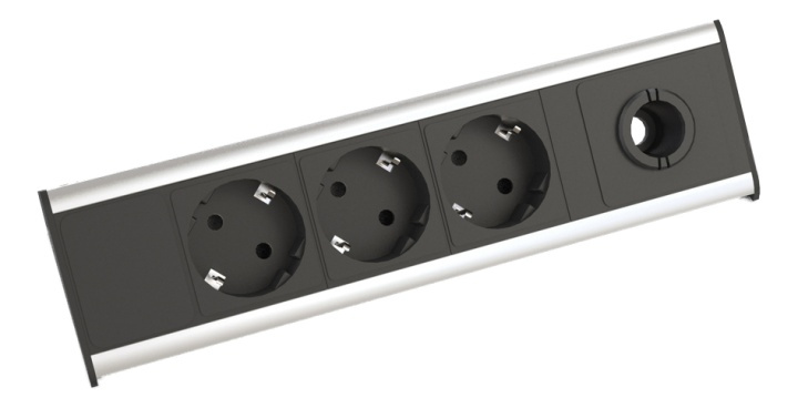 Axessline Desk, grenuttag med 3xCEE 7/4 uttag, 1,5m kabel, alu/svart in de groep HUISHOUDEN & TUIN / Elektriciteit & Verlichting / Stekkerblokken bij TP E-commerce Nordic AB (38-61318)