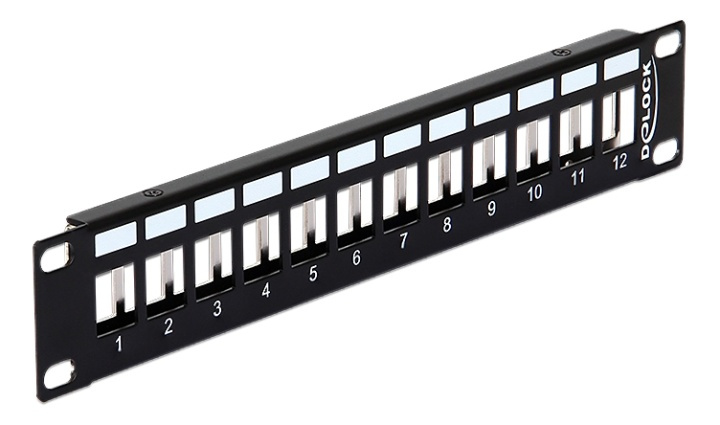 Delock 10″ Keystone Patch Panel 12 Port metal black in de groep COMPUTERS & RANDAPPARATUUR / Computeraccessoires / Overige bij TP E-commerce Nordic AB (38-61412)