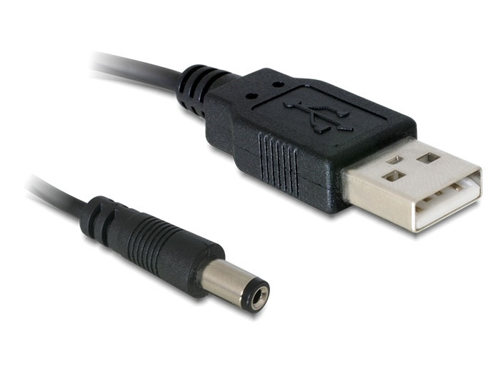 DeLock 82197 Cable USB Power to DC 5.5 x 2.1 mm Male 1.0m, black in de groep COMPUTERS & RANDAPPARATUUR / Laptops & accessoires / Overige bij TP E-commerce Nordic AB (38-61421)