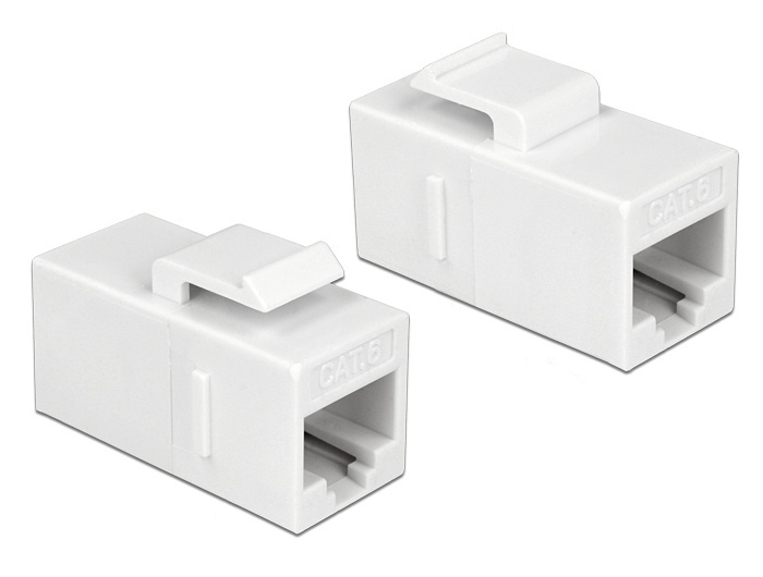 DeLock 86379 Keystone Module RJ45 jack to RJ45 jack Cat.6 UTP white in de groep COMPUTERS & RANDAPPARATUUR / Computerkabels / Netwerkkabels / Adapters & Geleiderverbindingen bij TP E-commerce Nordic AB (38-61423)