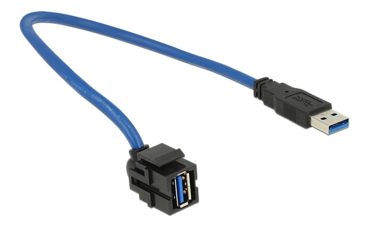 Delock Keystone Modul USB 3.0 A Buchse > USB 3.0 A Stecker 250° mit Ka in de groep COMPUTERS & RANDAPPARATUUR / Computerkabels / Netwerkkabels / Adapters & Geleiderverbindingen bij TP E-commerce Nordic AB (38-61468)