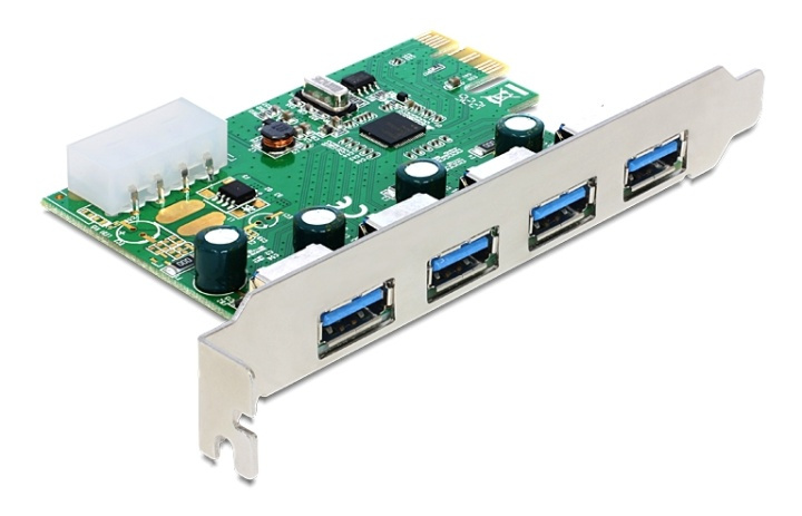 DeLOCK PCI-Express x1 card, USB 3.0, 4xType A ports in de groep COMPUTERS & RANDAPPARATUUR / Netwerk / Netwerkkaarten / PCI Express bij TP E-commerce Nordic AB (38-61502)