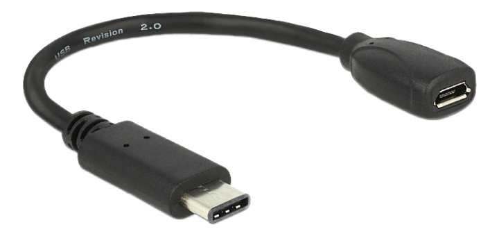 DeLOCK USB-C ha - Micro-B ho adapter, USB 2.0, 56 kΩ resistor, black in de groep COMPUTERS & RANDAPPARATUUR / Computerkabels / USB / Micro-USB / Adapters bij TP E-commerce Nordic AB (38-61530)