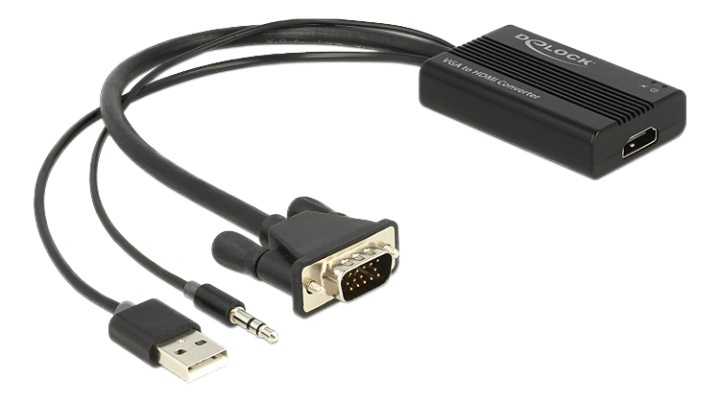 Delock VGA to HDMI Adapter with Audio in de groep HOME ELECTRONICS / Kabels & Adapters / HDMI / Adapters bij TP E-commerce Nordic AB (38-61532)