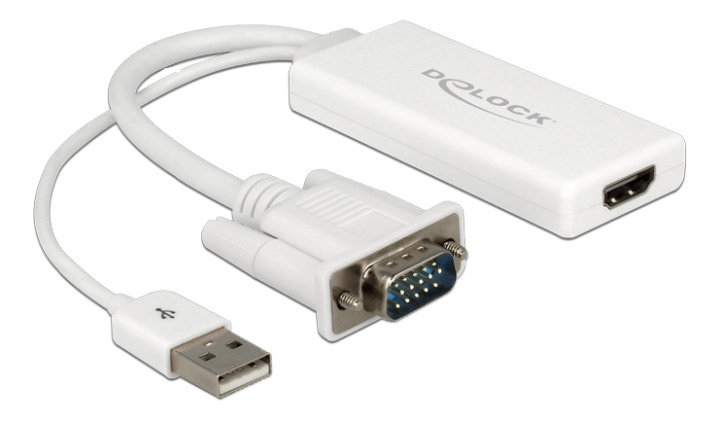 Delock VGA to HDMI Adapter with Audio white in de groep COMPUTERS & RANDAPPARATUUR / Computerkabels / VGA / Adapters bij TP E-commerce Nordic AB (38-61534)