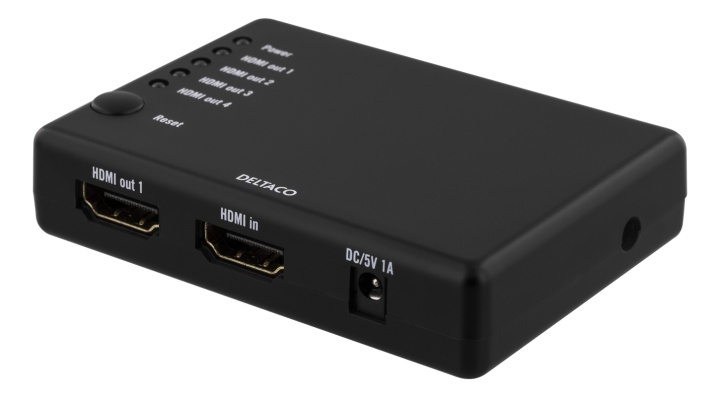 DELTACO HDMI splitter, 1x HDMI in, 4x HDMI out, 6,75 Gbit/s, black in de groep COMPUTERS & RANDAPPARATUUR / Computerkabels / Schakelaars bij TP E-commerce Nordic AB (38-61609)