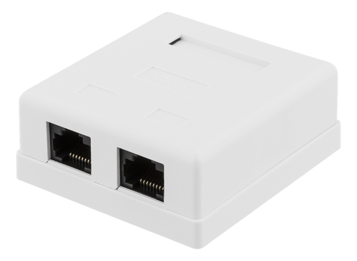 DELTACO unshielded network socket, Surface UTP 2xRJ45, Cat6, white in de groep COMPUTERS & RANDAPPARATUUR / Computerkabels / Netwerkkabels / Wandcontactdozen bij TP E-commerce Nordic AB (38-61627)