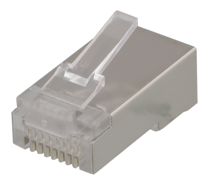 DELTACO RJ45 connector for patch cable, Cat5e, shielded, 20pcs in de groep COMPUTERS & RANDAPPARATUUR / Computerkabels / Netwerkkabels / Adapters & Geleiderverbindingen bij TP E-commerce Nordic AB (38-61645)