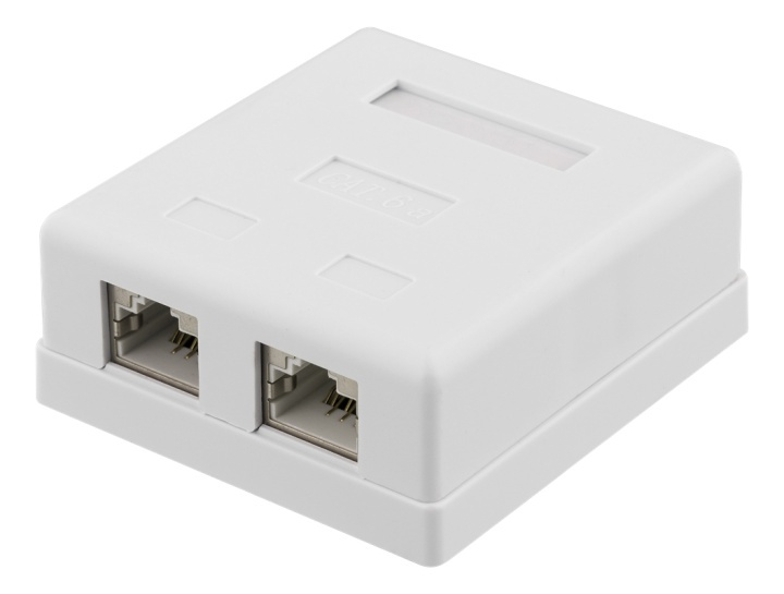 DELTACO shielding network wall socket, Surface FTP 2xRJ45, Cat6A,white in de groep COMPUTERS & RANDAPPARATUUR / Computerkabels / Netwerkkabels / Wandcontactdozen bij TP E-commerce Nordic AB (38-61657)