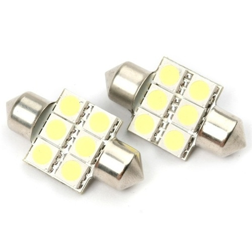 LED Spoel Licht, Socket C5W, 6-LED 33mm (2-Pack) in de groep AUTO / Autoverlichting / Kentekenverlichting bij TP E-commerce Nordic AB (38-6166)
