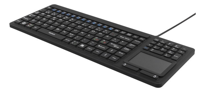 DELTACO rubberized keyboard with touchpad, IP68, 104 keys, black in de groep COMPUTERS & RANDAPPARATUUR / Muizen en toetsenborden / Toetsenborden / Met kabel bij TP E-commerce Nordic AB (38-61660)