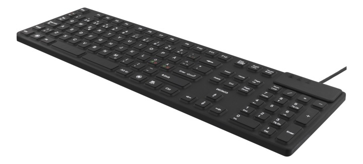 DELTACO rubberized keyboard, silicone, IP68, full size, 105 keys,black in de groep COMPUTERS & RANDAPPARATUUR / Muizen en toetsenborden / Toetsenborden / Met kabel bij TP E-commerce Nordic AB (38-61662)