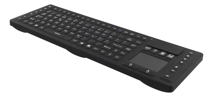 DELTACO Wireless Keyboard with touchpad, silicone, IP65, 2,4 GHz,black in de groep COMPUTERS & RANDAPPARATUUR / Muizen en toetsenborden / Toetsenborden / Draadloos bij TP E-commerce Nordic AB (38-61665)
