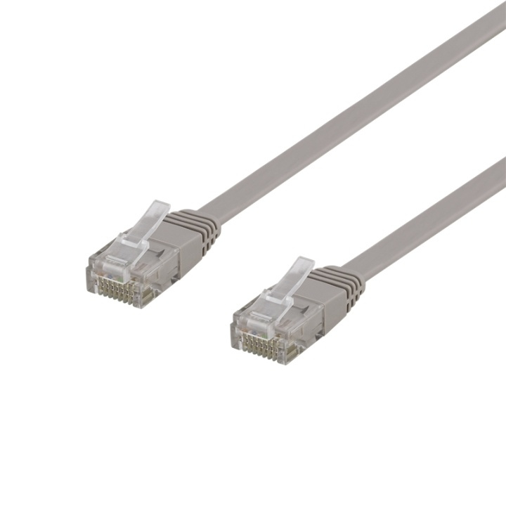 DELTACO U/UTP Cat6 patch cable, flat, 0,3m, 250MHz, gray in de groep COMPUTERS & RANDAPPARATUUR / Computerkabels / Netwerkkabels / Cat6 bij TP E-commerce Nordic AB (38-61696)