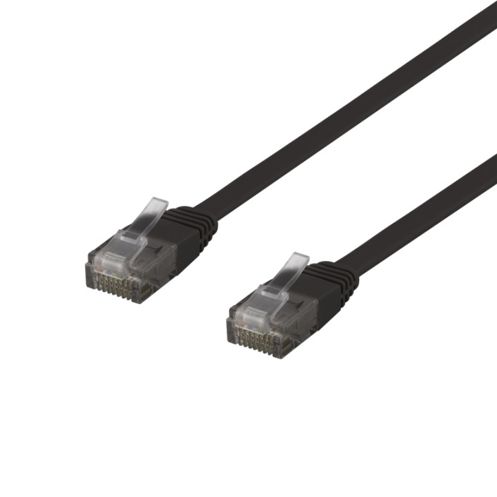 DELTACO U/UTP Cat6 patch cable, flat, 0.3m, 250MHz, black in de groep COMPUTERS & RANDAPPARATUUR / Computerkabels / Netwerkkabels / Cat6 bij TP E-commerce Nordic AB (38-61697)