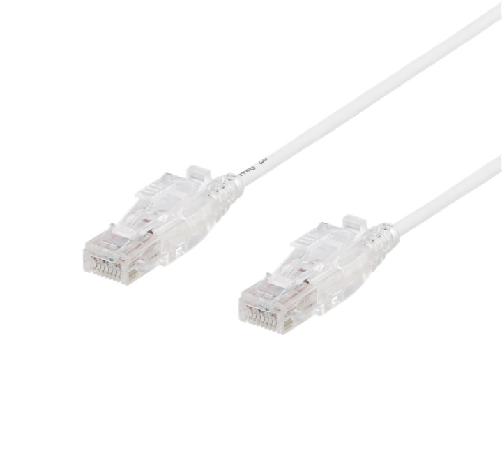 DELTACO U/UTP Cat6A patch cable, 0.5m, 500MHz, lockable, white in de groep COMPUTERS & RANDAPPARATUUR / Computerkabels / DVI / Kabels bij TP E-commerce Nordic AB (38-61707)
