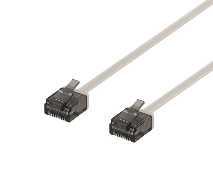 DELTACO U/UTP Cat6a patch cable, flat, 0.3m, 1mm thick, gray in de groep COMPUTERS & RANDAPPARATUUR / Computerkabels / Netwerkkabels / Cat6 bij TP E-commerce Nordic AB (38-61717)