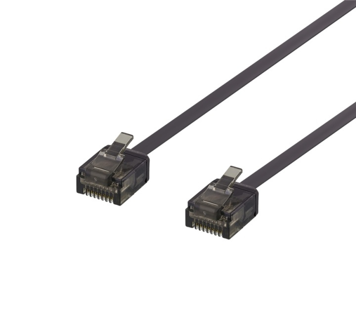 DELTACO U/UTP Cat6a patch cable, flat, 0.3m, 1mm thick, black in de groep COMPUTERS & RANDAPPARATUUR / Computerkabels / Netwerkkabels / Cat6 bij TP E-commerce Nordic AB (38-61718)